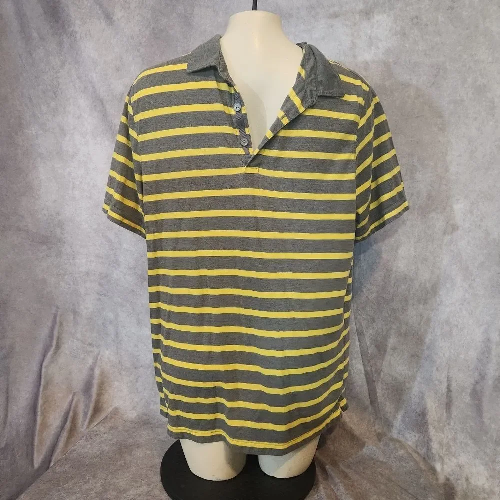 Banana Republic Striped‎ Gray and Yellow Men's Polo Shirt Size Large